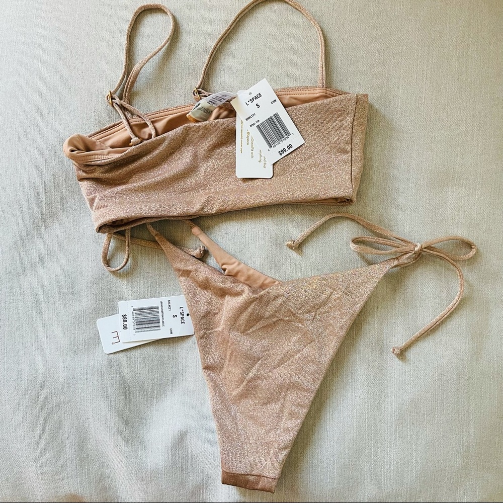 L*SPACE ✨ Shimmer Champagne Bikini Set - Picture 5 of 5